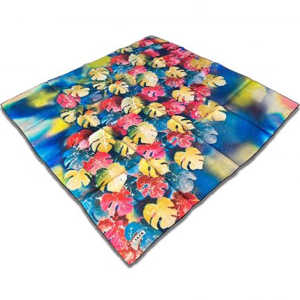 Aker Mavi Karma Desen Tivil İpek Eşarp 8546713-921