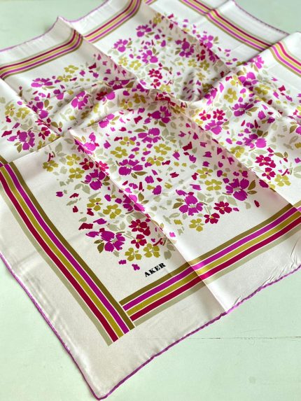 Aker Sura İpek Eşarp 44587 Pudra Pembe Karışık Desen