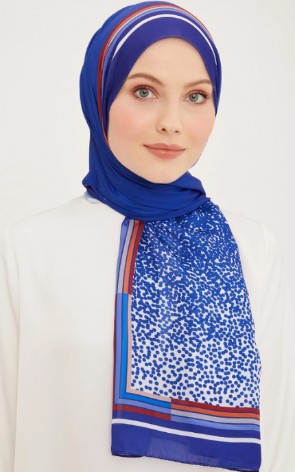 Armine Life Şal 5368-07 Mavi Karışık Desen