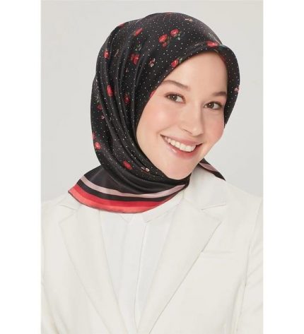 Armine Nostalji Tivil İpek Eşarp 8502-09 Siyah Karışık Desen