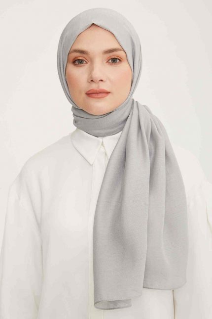 Armine Trend Açık Gümüş Düz Renk Pırıltı Şal 2-23017