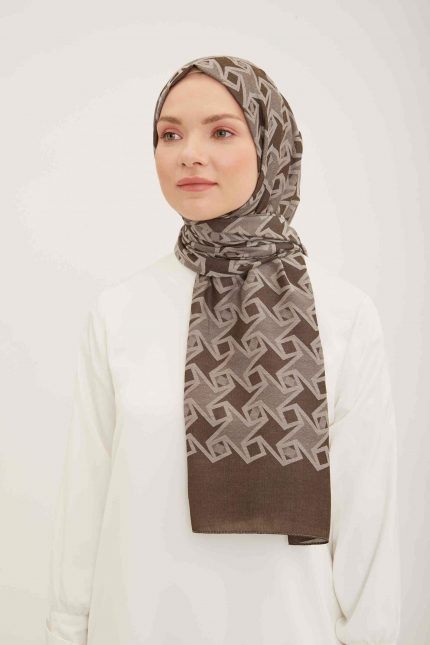 Armine Trend Akasya Şal Acı Kahve Desenli 4-23034