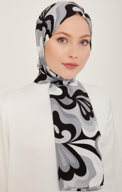 Armine Trend Defne Şal 6348-2-02 Siyah Beyaz