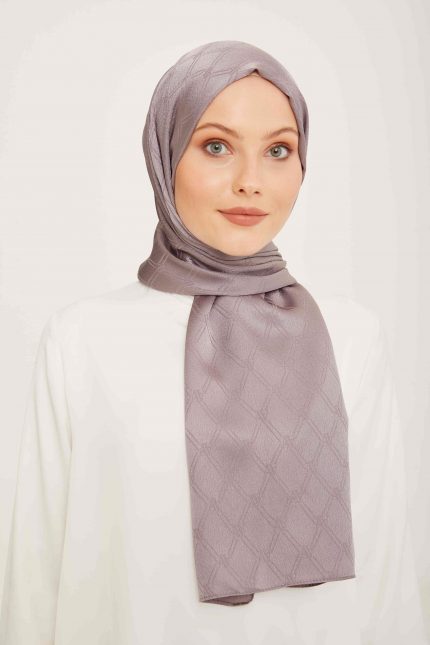 Armine Trend Jan Jan Koyu Gri Monogram Desenli Jakar Şal 6-3019