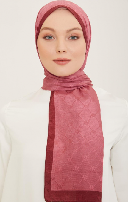 Armine Trend Monogram Şal 2-127 - Vişne Çürüğü