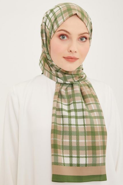Armine Trend Yeşil-Vizon Ekose Desen Modal Şal 4713-16