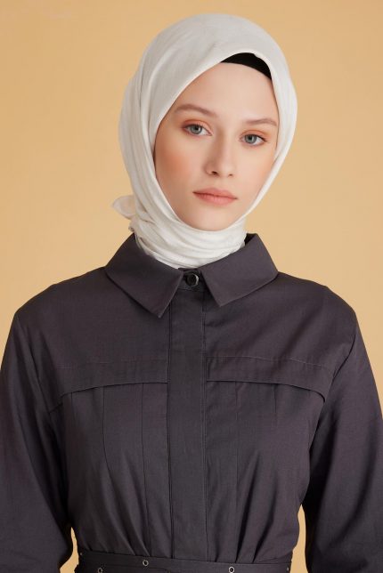 Belli Fresh Monogram Jakarlı Eşarp 2-72 Kırık Beyaz Monogram Desenli