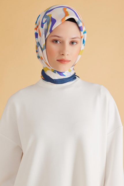 Belli Fresh Pure Eşarp 4-08 Lacivert Karışık Desen 49970