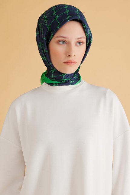 Belli Fresh Pure Eşarp 7-31 Lacivert Karışık Desen 50002