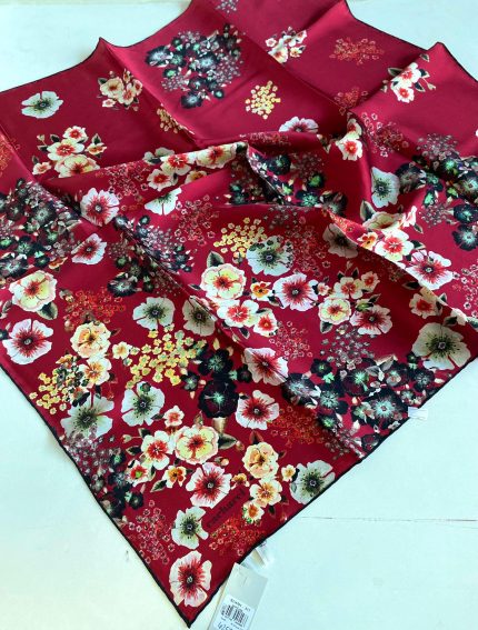 Cacharel Sura İpek Eşarp 43584 Bordo Karışık Desen