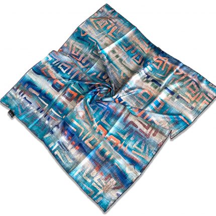 Defolu Polyester La Boutique Mavi Karma Desen Eşarp 1845-01  34570