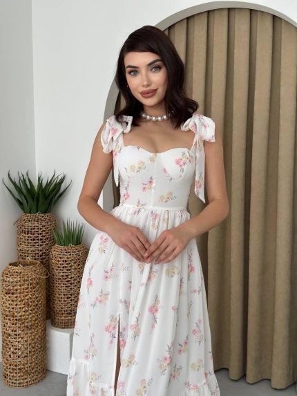 Roseta Bağlamalı Midi Elbise