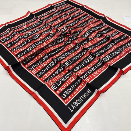 La Boutique Defolu Kırmızı-Siyah Tivil İpek Eşarp 1631-03