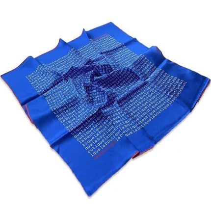 La Boutique Defolu Saks Mavi Yazı Desen Sura İpek Eşarp 30139