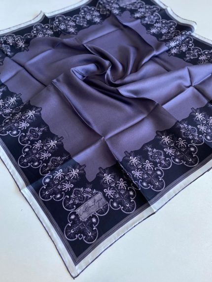 La Boutique Defolu Tivil İpek Eşarp 49810 Lavanta-Beyaz Karışık Desen