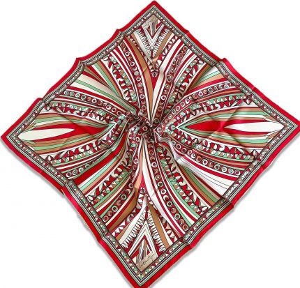 La Boutique Tivil İpek Eşarp 2006-07-35239 Kırmızı Karışık Desen