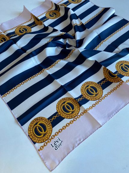 Levidor Tivil İpek Eşarp 40009 Lacivert Karışık Desen