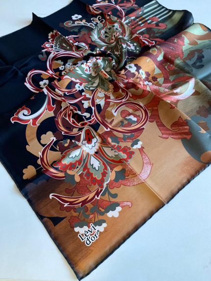 Levidor Tivil İpek Eşarp 40019 Turuncu Karışık Desen