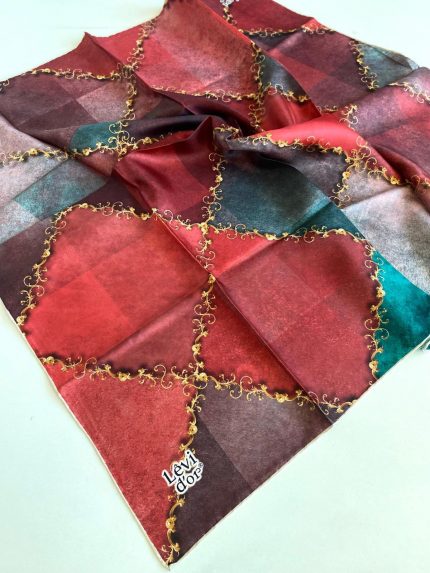 Levidor Tivil Saf İpek Eşarp 48953 Bordo Karışık Desen