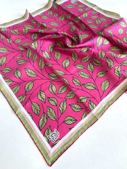 Levidor Tivil Saf İpek Eşarp 49211 Pembe-Yeşil Karışık Desen
