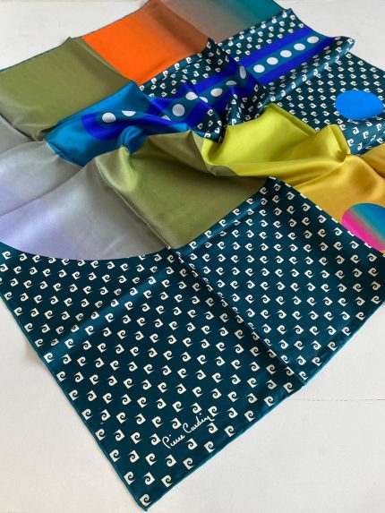 Pierre Cardin Defolu Tivil İpek Eşarp 42366 Petrol Mavisi Karışık Desen 8213438-953