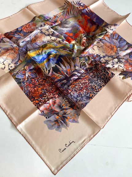 Pierre Cardin Defolu Tivil İpek Eşarp 41534  Açık Yavruağzı Karışık Desen