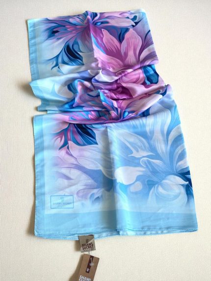 Shawl Secret Bergüzar Kokulu Tivil Soft Şal 50015 Açık Mavi Karışık Desen