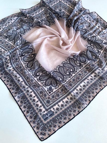 Shawl Secret Dört Mevsim Etnik Desen Eşarp Vizon - 49564