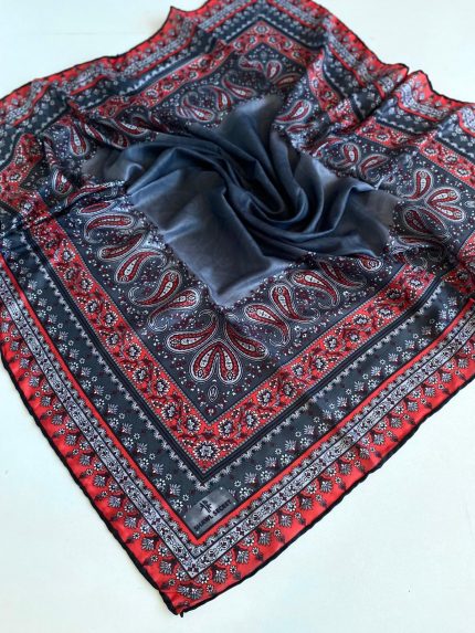 Shawl Secret Dört Mevsim Etnik Desen Eşarp Füme - 49571