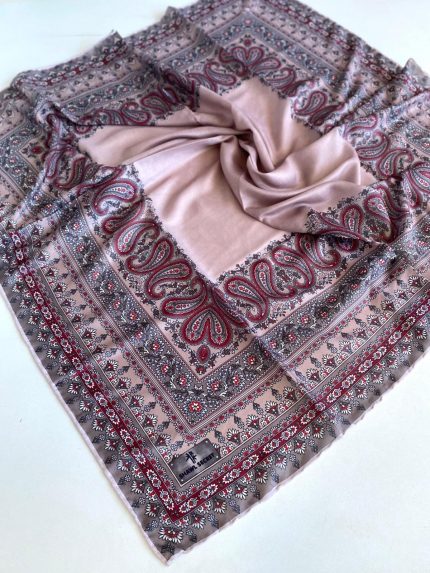Shawl Secret Dört Mevsim Etnik Desen Eşarp Gül Kurusu - 49558