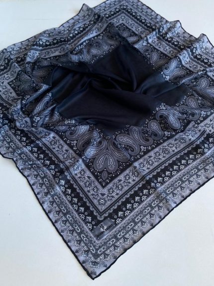 Shawl Secret Dört Mevsim Etnik Desen Eşarp Siyah - 49559