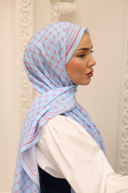 Silk Home Olinda Şal 49005-08 Mavi, Mercan