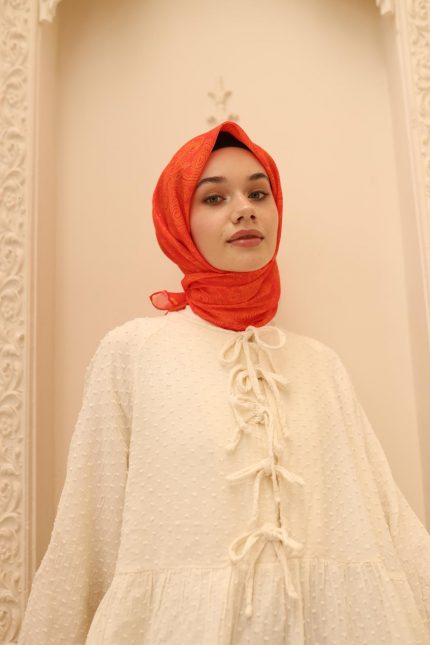 Silk Home Soft Eşarp 48803 Turuncu Karışık Desen 
