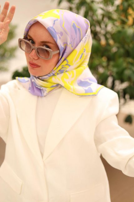 Silk Home Tivil İpek Eşarp 11437-30 Lila Karışık Desen