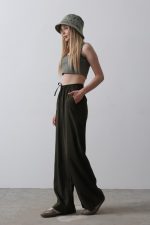 Beli Lastikli Bol Paça Pantolon - Haki - Görsel 2