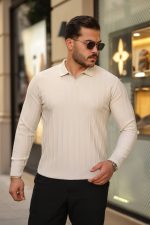 Erkek çizgi Kabartmalı Uzun Kollu Triko - Görsel 2