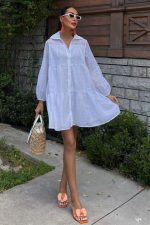 Gömlek Yaka Pileli Elbise 2898 - Görsel 2