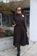 Kadın Triko Plise Ve Tül Detay Iki Parça Elbise - Görsel 2