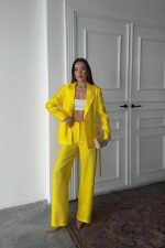 Neon Beli Kuşaklı Ceket Ve Pantolon Parlak Takım - Görsel 2