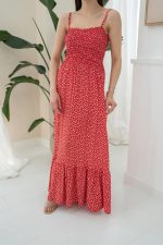 Kırmızı Eteği Fırfırlı Elbise - Görsel 3