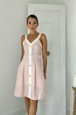 Pudra Ekru Süs Cepli Askılı Elbise - Görsel 2