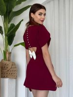 Alka İncili Fiyonk Detay Elbise - Görsel 3