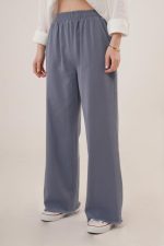 Bel Lastikli Paça Detaylı Cepli İndigo Pantolon - Görsel 2