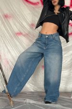 Mavi Geniş Paça Jeans Pantolon - Görsel 2