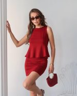 Kadın Modal Kumaş Volanlı Mini Etek Takım - Görsel 2