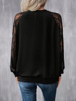 Kadın Uzun Dantel Kollu Bisiklet Yaka Viskon Bluz - Görsel 3