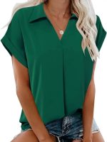 Kadın Kısa Kollu Yakalı Uzun Sandy Bluz - Görsel 3