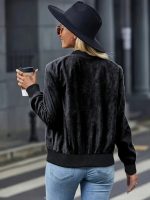 Kadın Uzun Kollu önden Fermuarlı Süet Ceket - Görsel 3