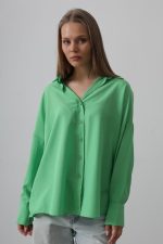 Geniş Manşet Detaylı Gömlek - A.Yeşil - Görsel 2