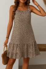 Kadın Boyundan Askılı Desenli Fırfırlı Süprem Elbise - Görsel 2